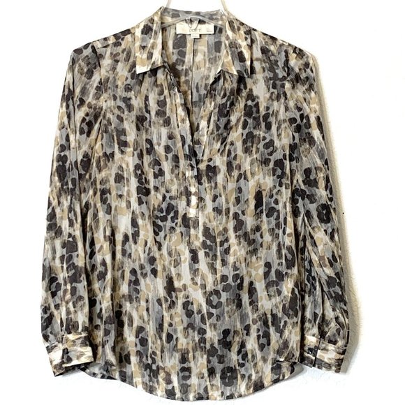 LOFT Tops - Ann Taylor Loft Med Petite Long Sleeve, Sheer Blouse